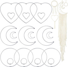 20 Pieces Metal Dream Catcher Rings Circle Heart Moon Shaped Macrame Hoop Catche