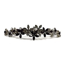 Hand Made Hair Jewelry Contrasting swarovski crystal Flower Barrette, Black