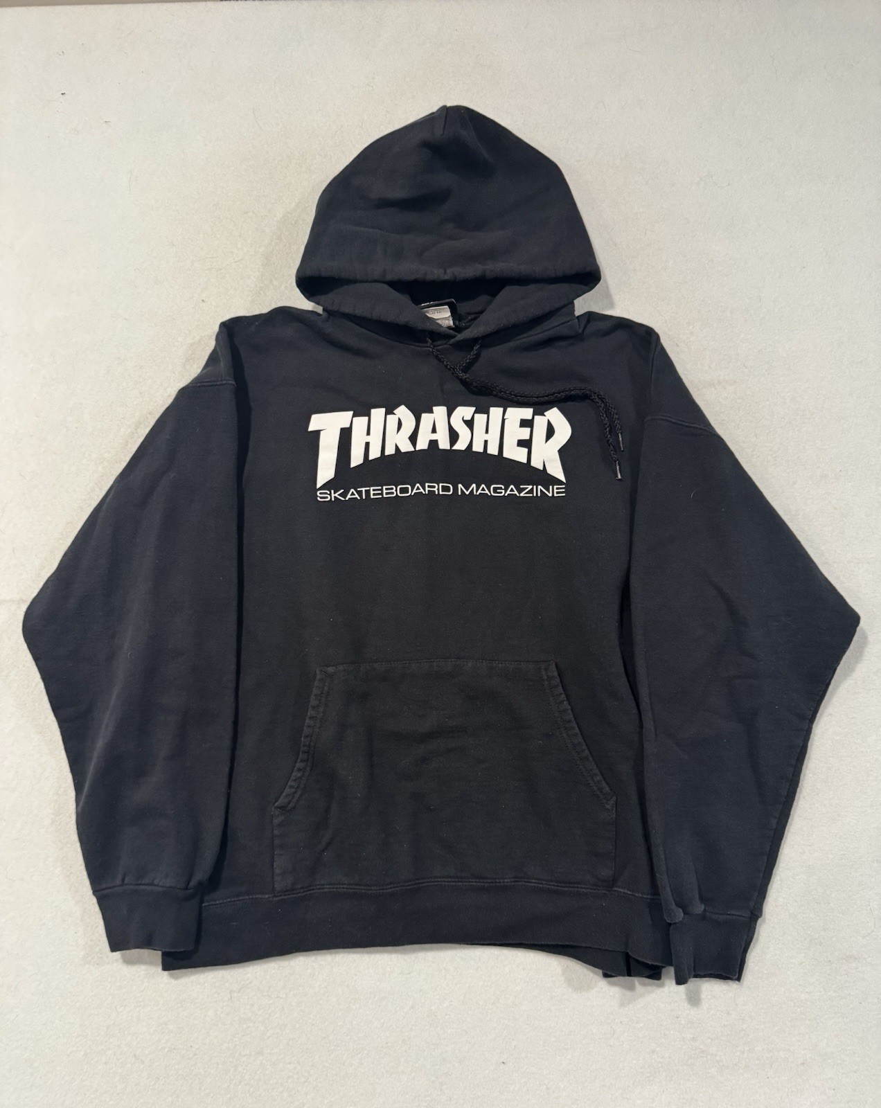Early 90's Thrasher Magazine Hoodie Size L SunFaded And Distressed Rare