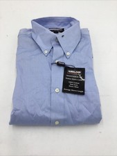 Kirkland Signature Mens Traditional Fit Non Iron Shirt in Blue Size 16.5 34/35