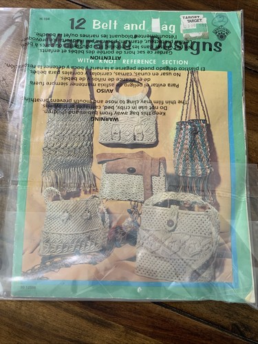 Vintage Macrame Books Patterns Belt and bag