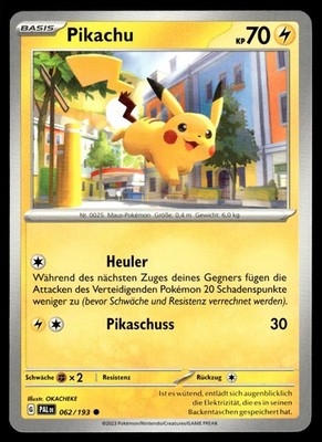 Pikachu 062/193 Common Paldea Evolved NM Pokemon Karte Deutsch