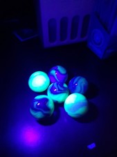 6 X Uranium Glass Green Marble Shooter 1" USA UV Reactive GLOWS. Lot G