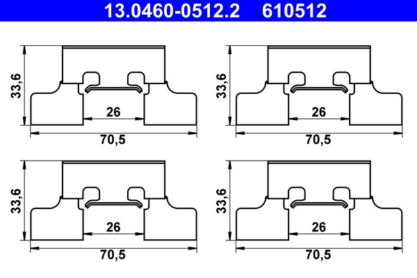 Rear ATE 13.0460-0512.2 Accessory Kit, disc brake pad for JAGUAR