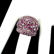 Summer 925 Silver Ring Pear Rhodolite Garnet Natural Gemstone Jewelry Size 8