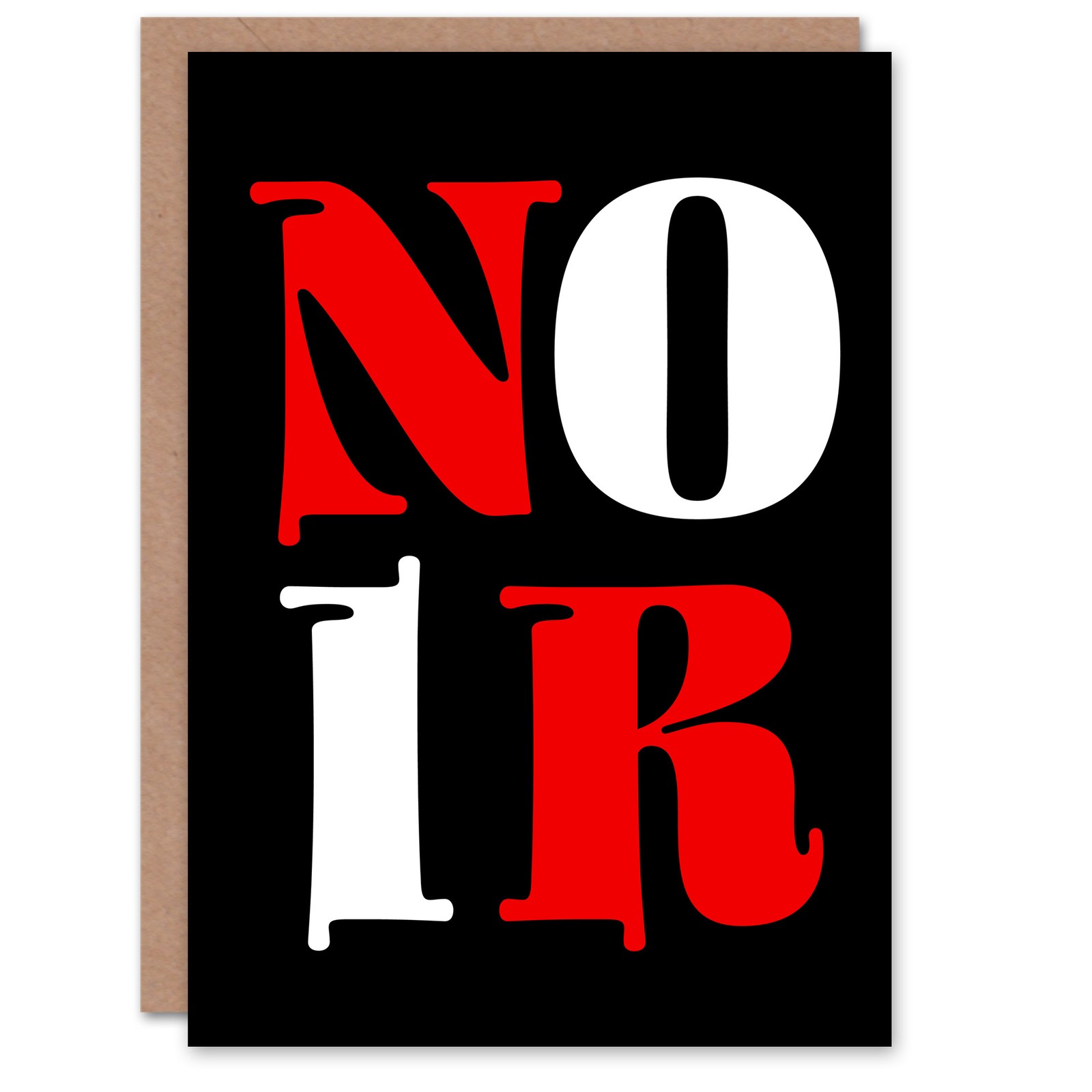 Noir Letters Red White Black Bold Modern Greeting Card