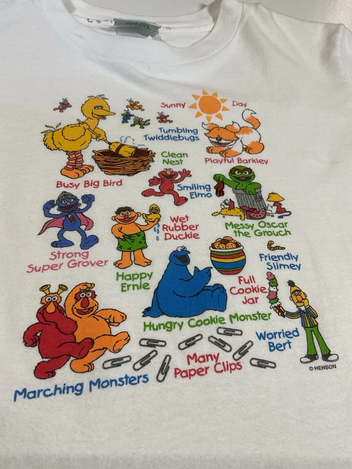 Camiseta Vintage Plaza Sésamo Talla 7-8 Camiseta Bebé Puntada Única Jim Henson Años 90 Foto 2 de 4