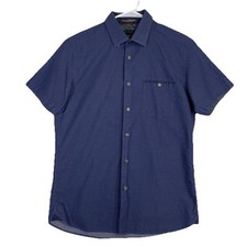 Ted Baker London Button Down Shirt Men's 3 Short Sleeve Front Pocket Fresh Look