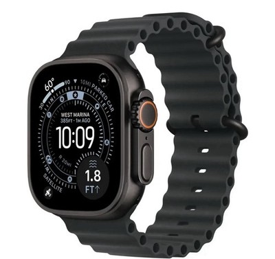 Apple Watch Ultra 49mm Black Titanium Case Ocean Band Waterproof Altimeter Wi-Fi