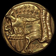 United States of America USA Bald Eagle Shield & American Flag Medal Shell 37mm