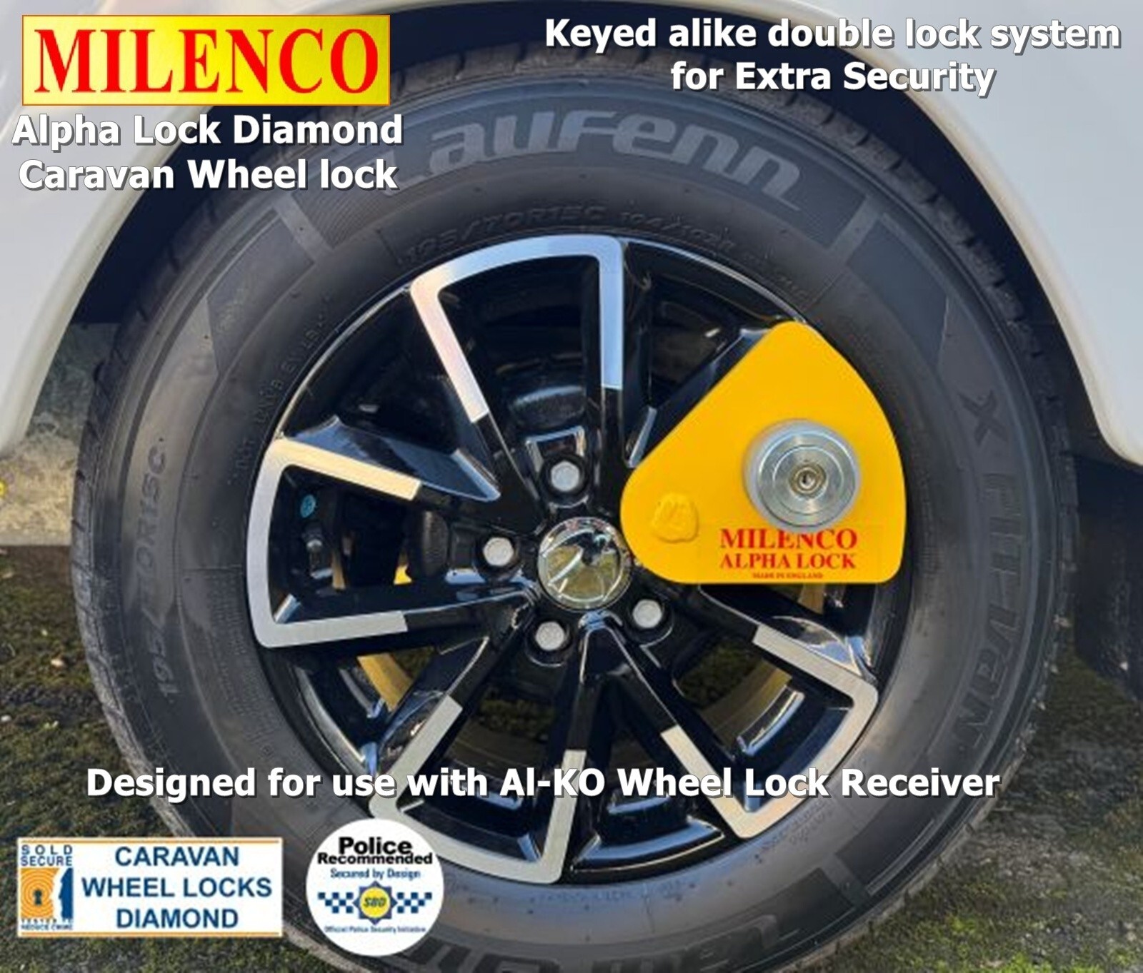 Milenco Alpha Diamond Caravan Wheel Lock - Sold Secure Diamond