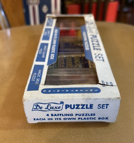 DE LUXE 1953 BRAIN TEASER DEXTERITY PUZZLE SET W/ BOX MAGIC SKULL "T" PYRAMID - Picture 3 of 7