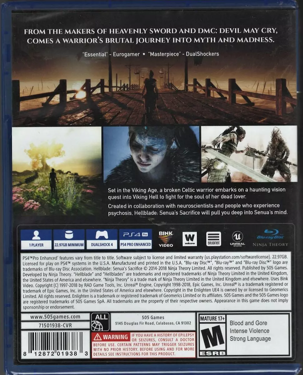 Hellblade: Senua''s Sacrifice PS4 (Brand New Factory Sealed US Version)  PlayStat 812872019383