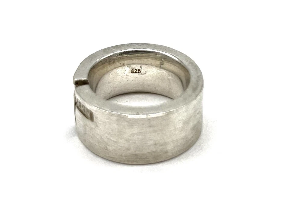 925/- Silberring von Otto Kern mit simulierten Diamanten Gr. 55, 10 mm breit - Bild 3 von 3