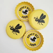 Honey Bee Soda Coaster Set of 4 Colonial Tin Works Yellow Metal Bumble Bee