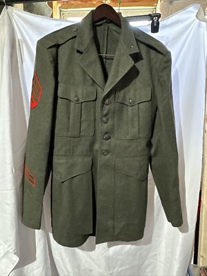 その他 50s USMC dress jaket VINTAGE 50s USMC Marine Corps Wool Coat Jacket Green Dress Uniform