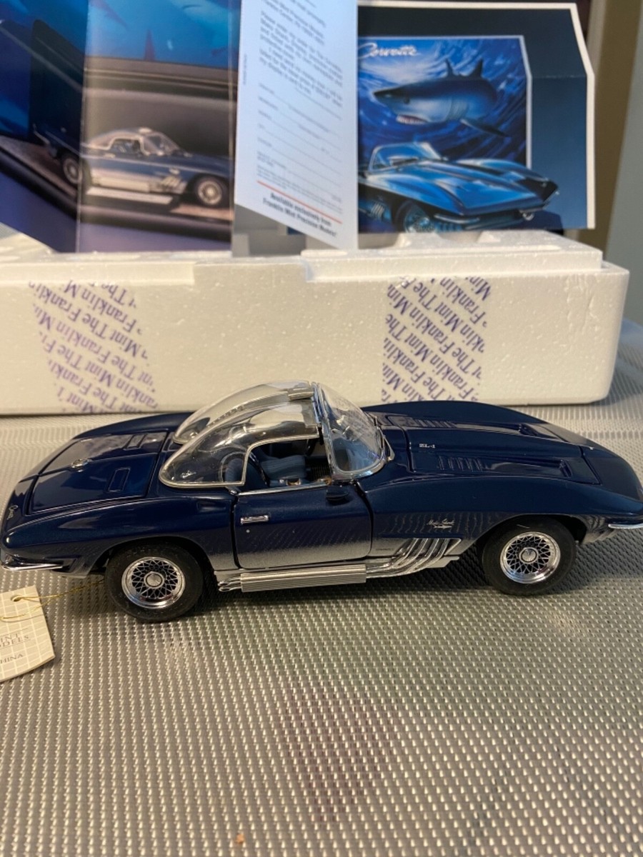 Franklin Mint Chevrolet Corvette Mako Shark 1965 Cabriolet 1:24 Bleu - Comme Neuve