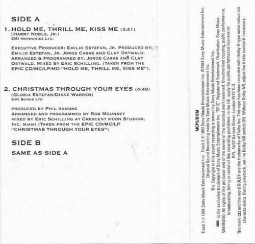 Gloria Estefan Hold Me, Thrill Me, Kiss Me CASSETTE SINGLE - Picture 7 of 8