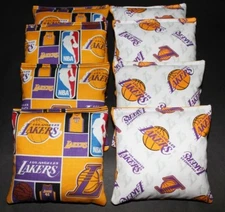  CORNHOLE BEANBAGS made w LA LAKERS Fabric 8 ACA Reg Bags