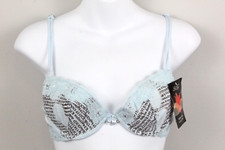 Women's Bra Letter Print  Lace Style 9999 Size 32B LILY Color Blue NWT