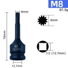 8mm Spline Bit 12 point 1/2 inch Socket Long reach 78mm