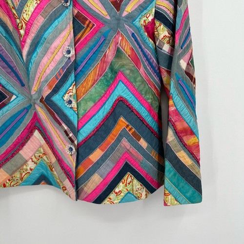 Chaqueta acolchada vintage Anage para mujer mezcla de seda talla M colorida arte de usar Y2K - Imagen 4 de 10