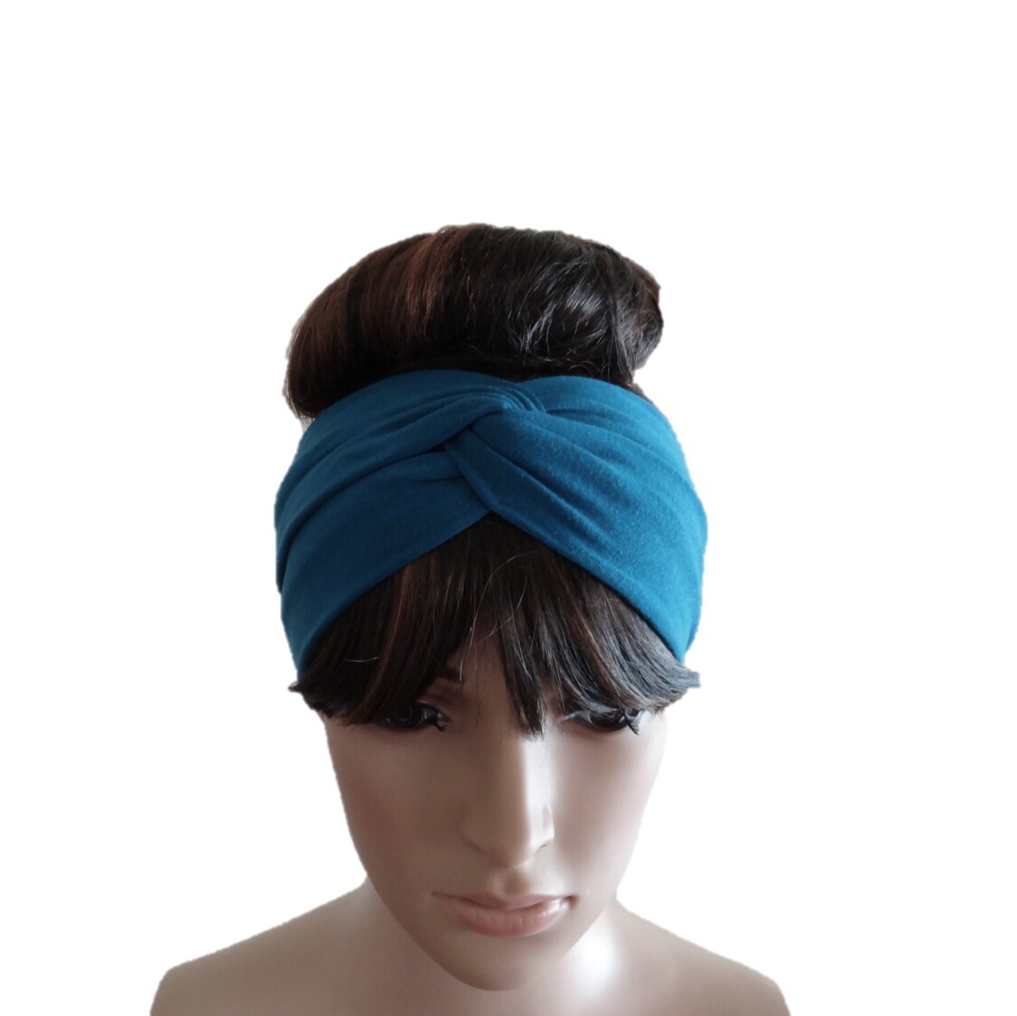 Teal Blue Stretchy Twist Headband Knot Hair Wrap-image