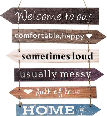 Jetec Welcome to Our Home Wood Hanging Front Door Sign Welcome Home Sign