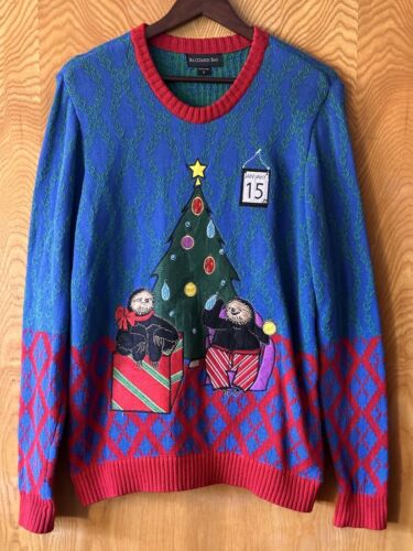 Blizzard Bay Ugly Christmas Sweater Size Small Men' Sloths Missing Battery Pack - Picture 1 of 14