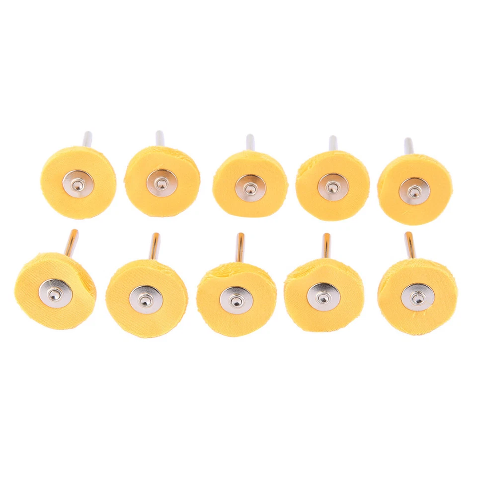 10 x 25mm Round Polishing Buffing Cloth Wheel Brush Rotary Pad Tool 3mm Shank - Image 2 of 4