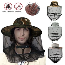 Anti Mosquito Bug Bee Insect Net Hat Outdoor Fishing Hiking Mesh Head Face Cap