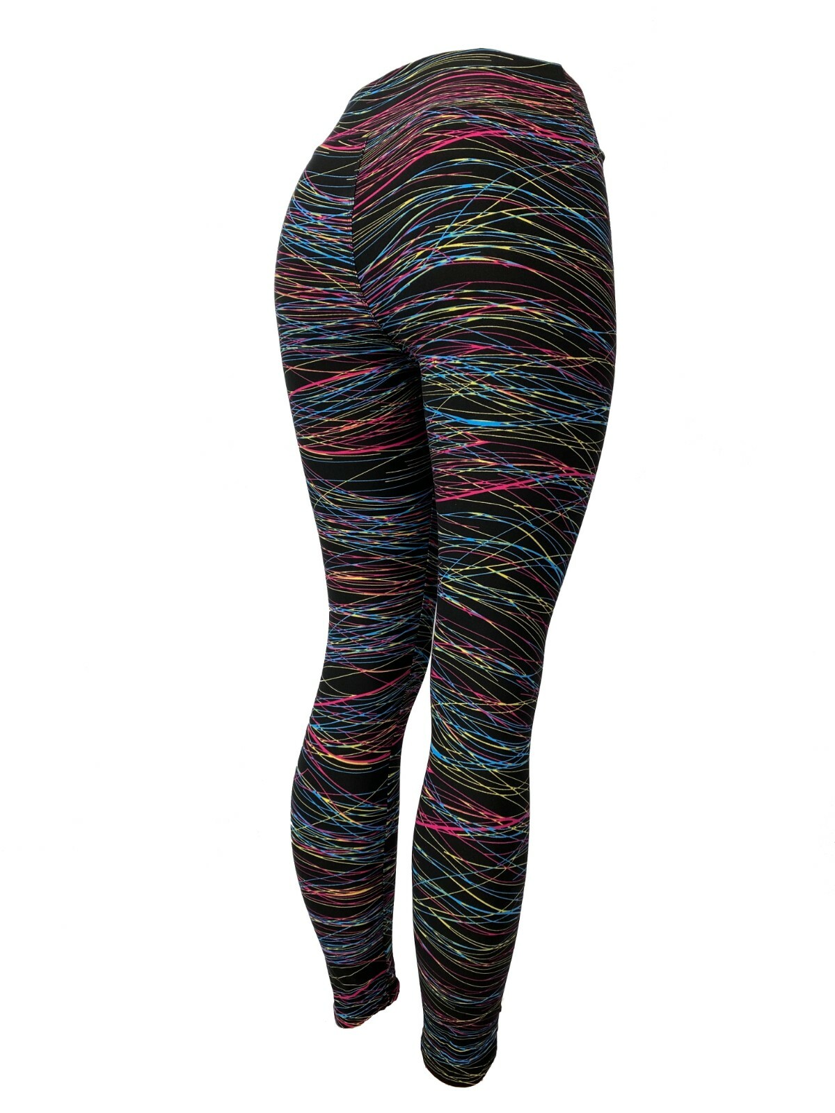 Leggings Retro Años 80 Líneas Cruzadas Verde Azul Amarillo Rosa Múltiples Tallas Tan Suaves-image