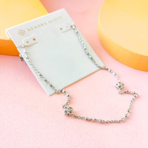 Kendra Scott Rue Silver Long Strand Necklace eBay