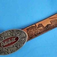 PETERBUILT Truckstop Leather Belt Cowhide and Matching epoxy PETERBUILT Buckle-