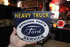 RARE FORD PARTS SERVICE HEAVY TRUCK DEALER PORCELAIN METAL SIGN  GAS OIL MODEL T
