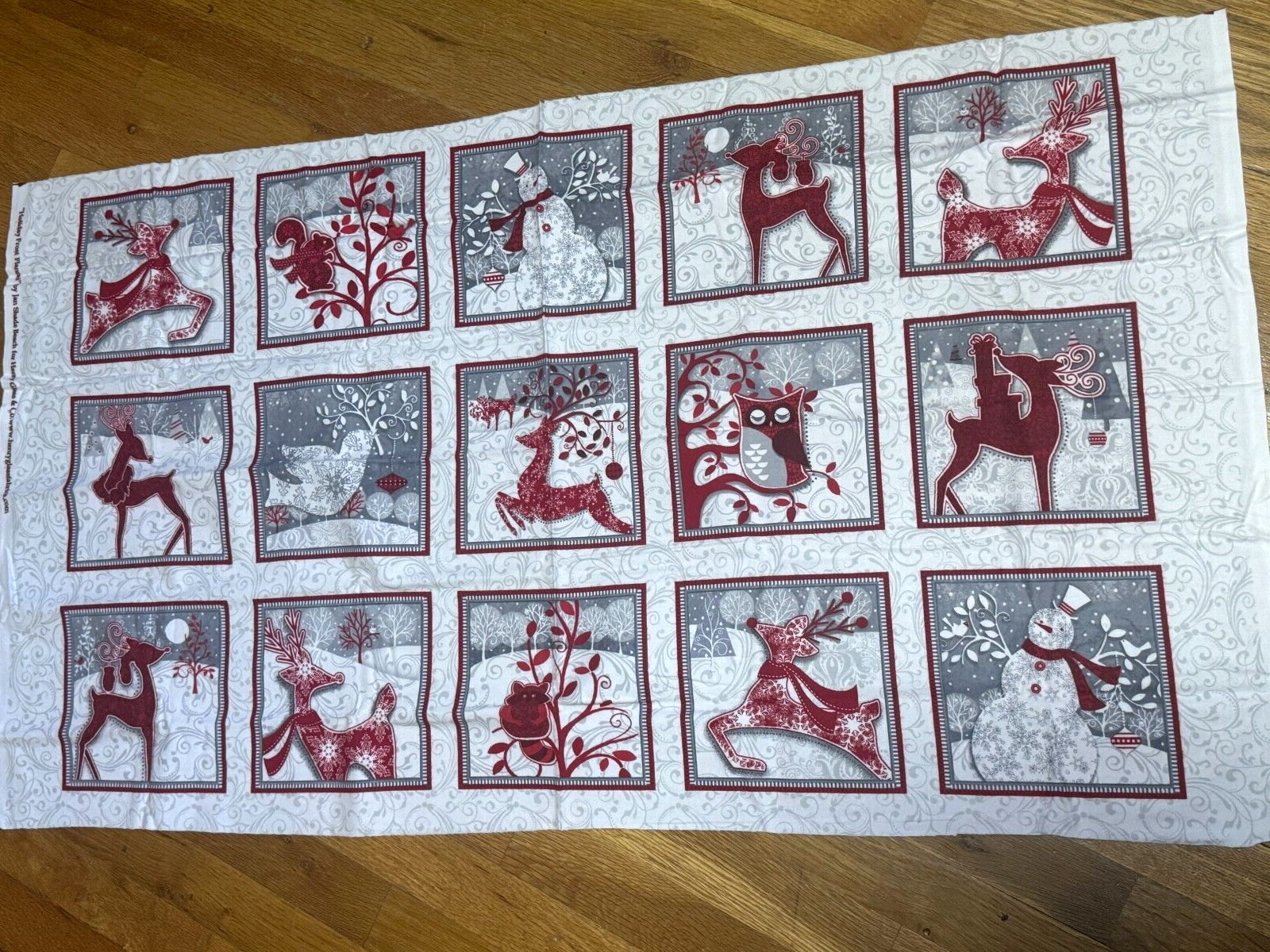 Holiday Frost Deer & Wildlife Cotton Flannel Fabric Block Panel  by Henry Glass