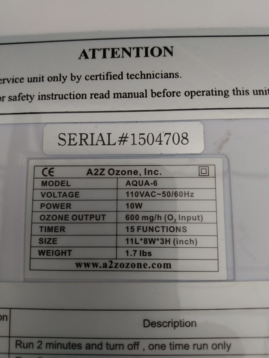 A2Z Ozone Generator Model Aqua-6 (Unit Only) | eBay
