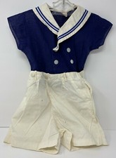 Vintage Tagged Peter Piper Girls Boys Two Piece Sailor Suit Top Shorts Set