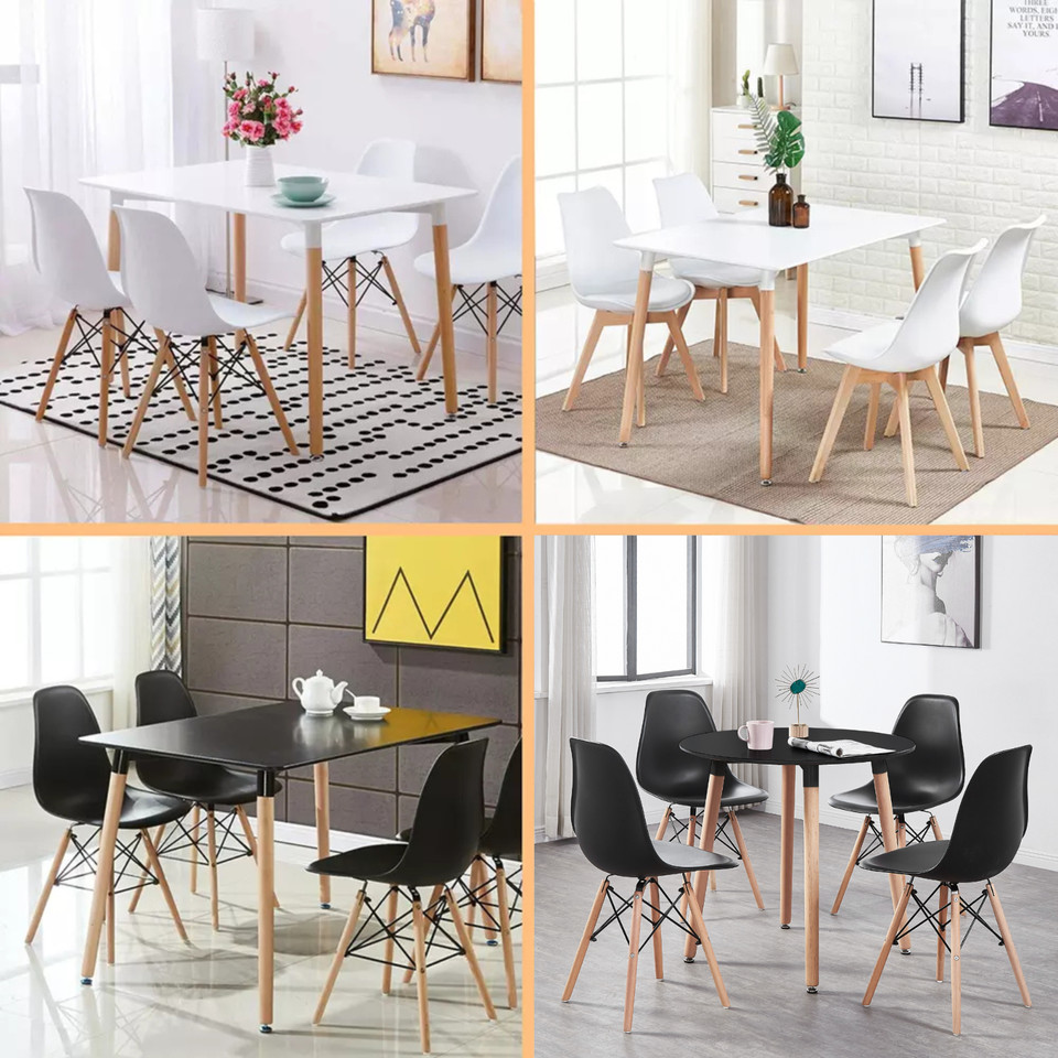 AMZSEW Square Dining Table And Chairs Set, Modern Conference Table And 4 Chairs Set, Set of 5 Small Space Modern Kitchen Table with Chairs for 4 People Restaurant (SECTIONA) 11 Dining Table and Chairs Set Modern Table and 4 Chairs Various Scandinavian Sets