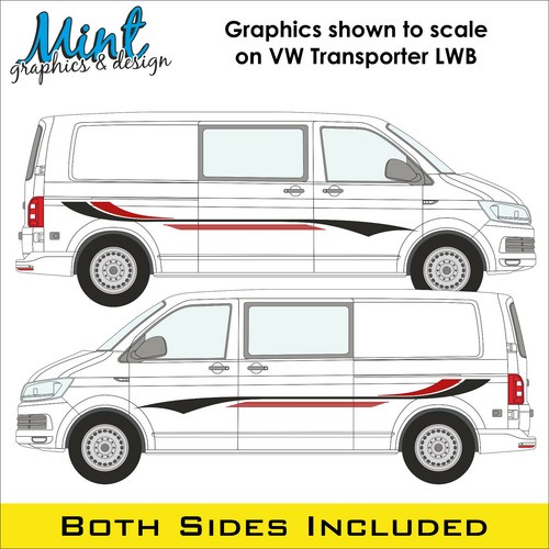 LWB VW Transporter Camper MOTORHOME Side Stripes Decals Van Graphics NO P&P 071 - Picture 3 of 4
