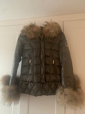 Holland Cooper Courchevel Padded Coat / Jacket With Fur Trim - Size S