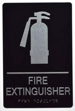 FIRE Extinguisher Sign Black Sign (Aluminum, Black/Silver-REF24-1027