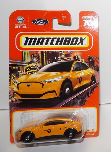 Matchbox 2023 #22/100 2021 FORD MUSTANG MACH E Yellow Taxi Diecast NEW - Picture 2 of 7