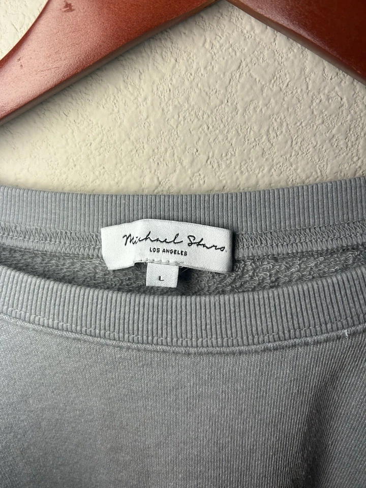 Sudadera Michael Stars Grande Gris Tranquila Lujo Salón Recortada Cuello Barco Foto 2 de 4