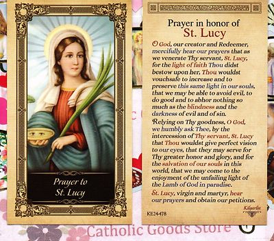 St. Lucy with Prayer in honor of Saint Lucy - Glossy Paperstock Holy Card