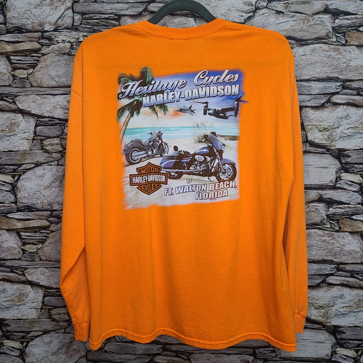 Harley-Davidson Mens Graphic T-Shirt 2XL Orange Heritage Cycles Ft
