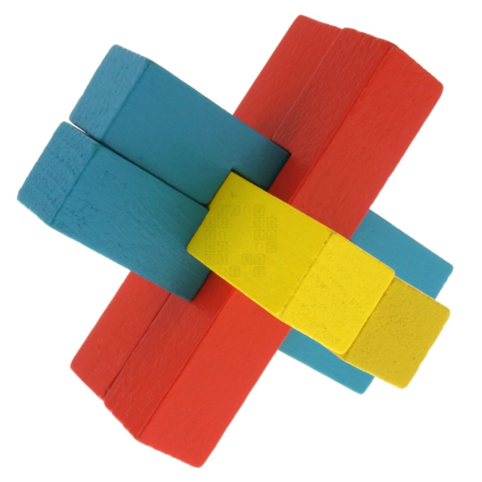 6-Piece Wooden Color Block Puzzle, Red/Yellow/Blue