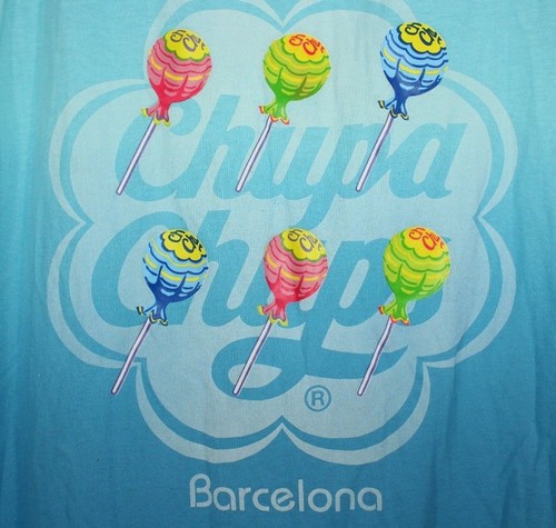 Chupa Chups Barcelon T-shirt Tank Top Blue Size Medium Cotton Sleeveless - Picture 4 of 7