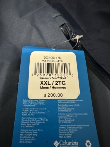 Columbia Jacket Mens XXL Blue Omni Tech 3D Discovery Point Shell NWT Read Below - Picture 2 of 13