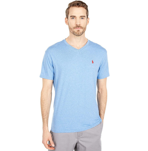 Футболка Polo Ralph Lauren классического кроя с V-образным вырезом синяя S 7390₽